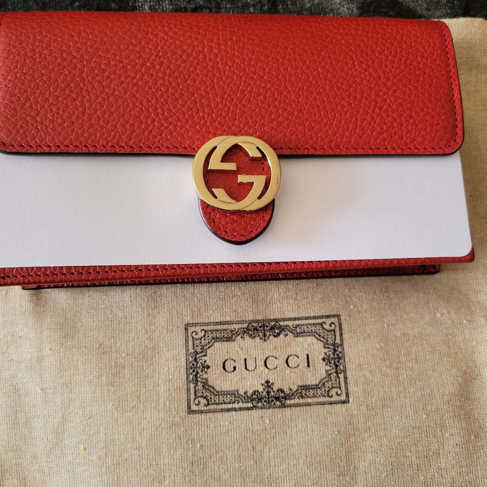 Gucci Small Dollar Red Wallet on Chain